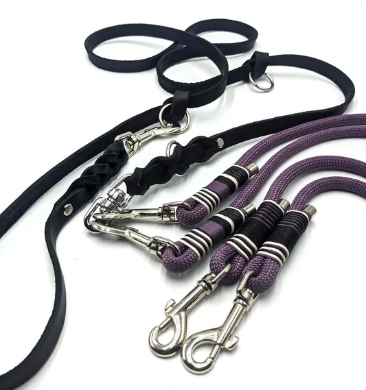 Koppelset DIVA Zwillingsleine in Mauve