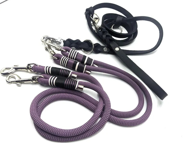 Koppelset DIVA Zwillingsleine in Mauve