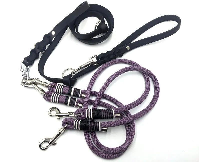 Koppelset DIVA Zwillingsleine in Mauve