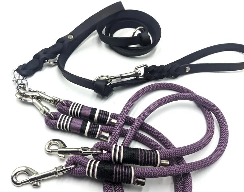 Koppelset DIVA Zwillingsleine in Mauve