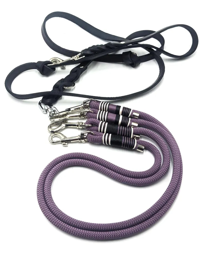 Koppelset DIVA Zwillingsleine in Mauve