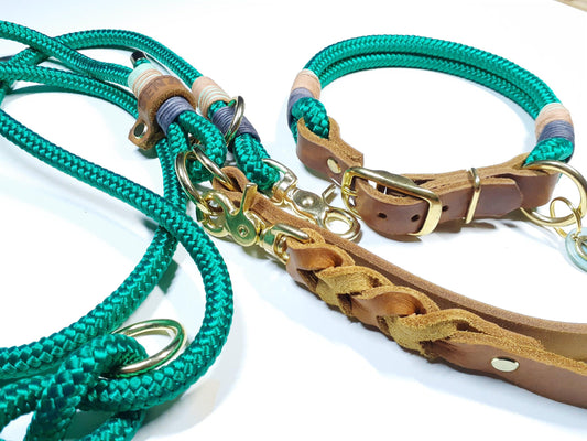 Set collier BELLA en vert saphir avec gravure - BenzoDesign