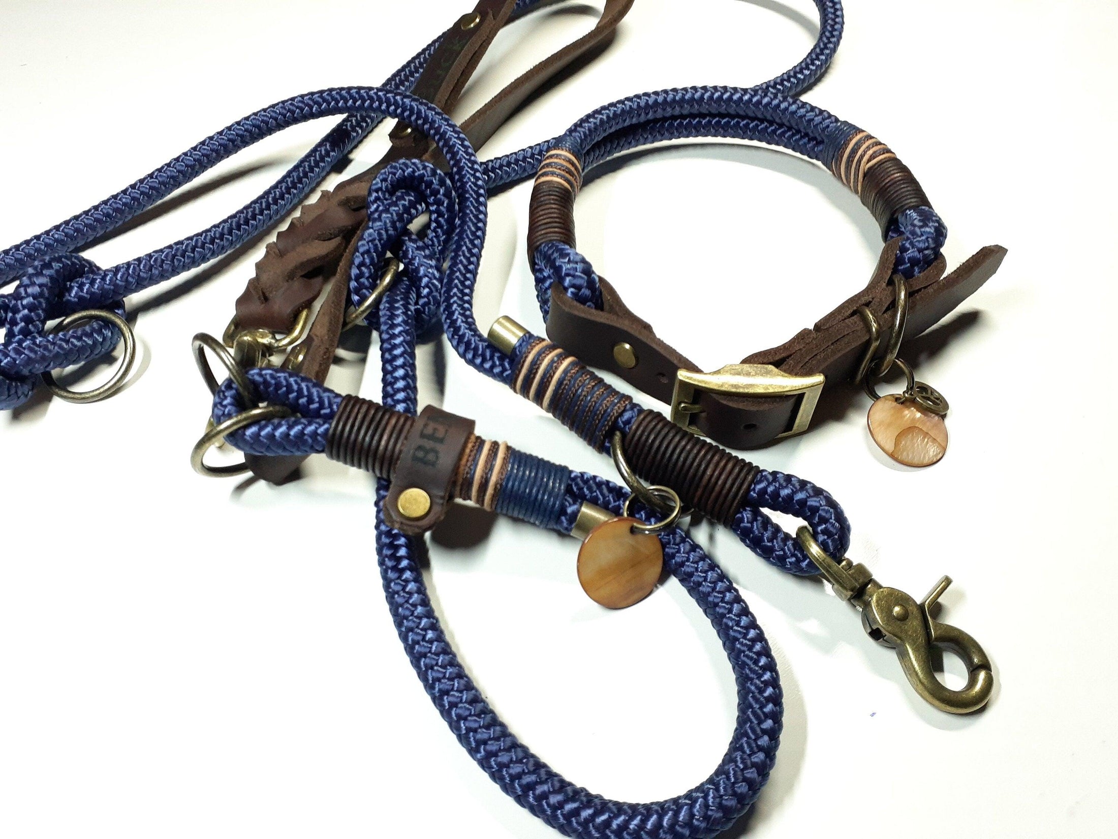 Halsbandset BUCK in navy mit Gravur - BenzoDesign