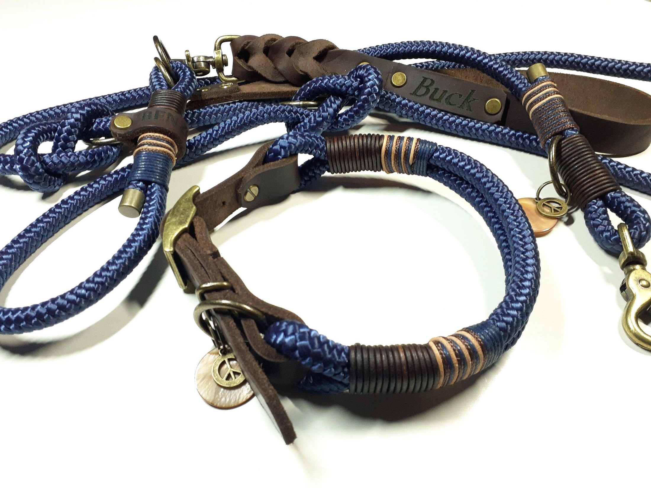 Halsbandset BUCK in navy mit Gravur - BenzoDesign