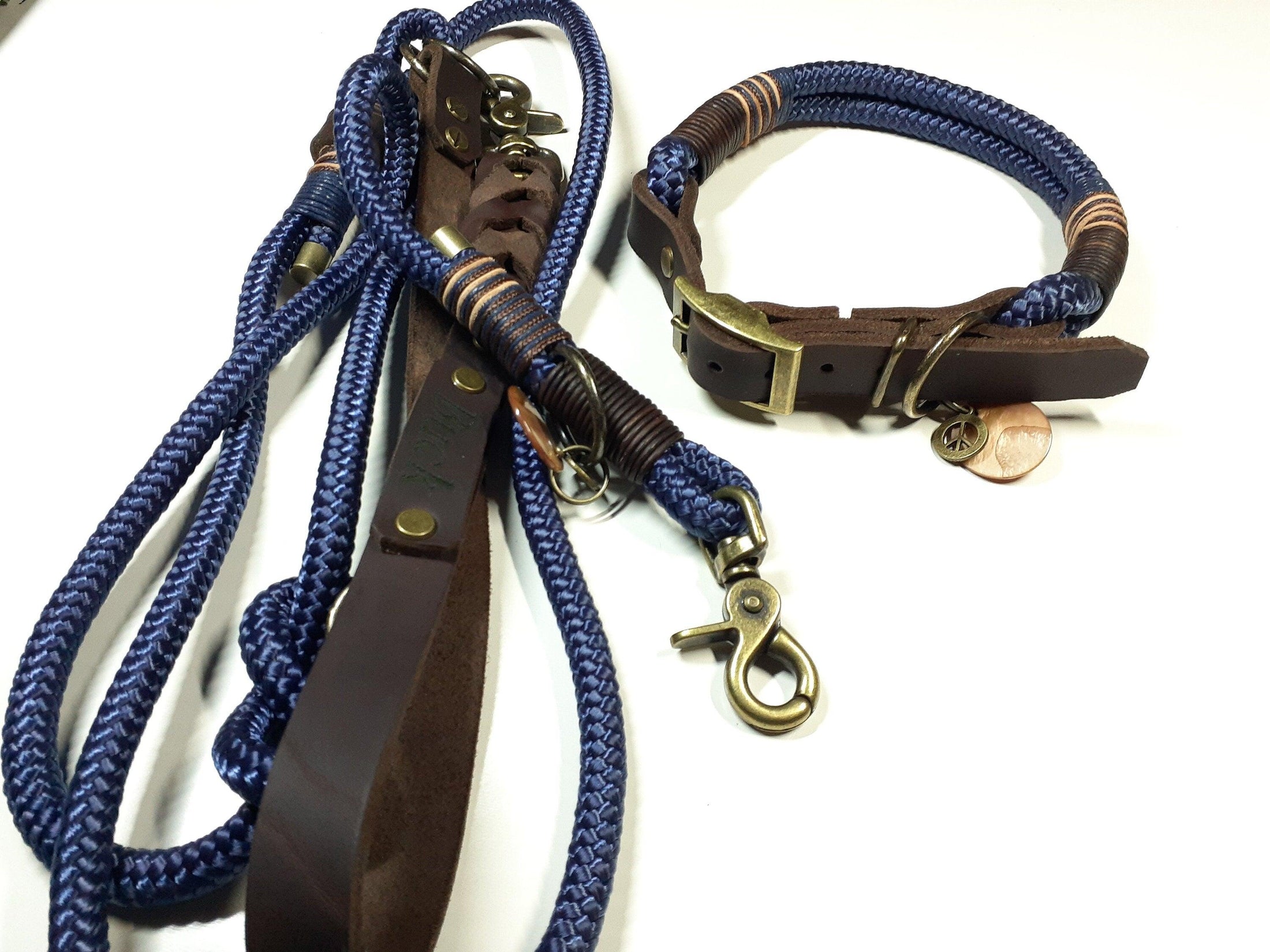 Halsbandset BUCK in navy mit Gravur - BenzoDesign