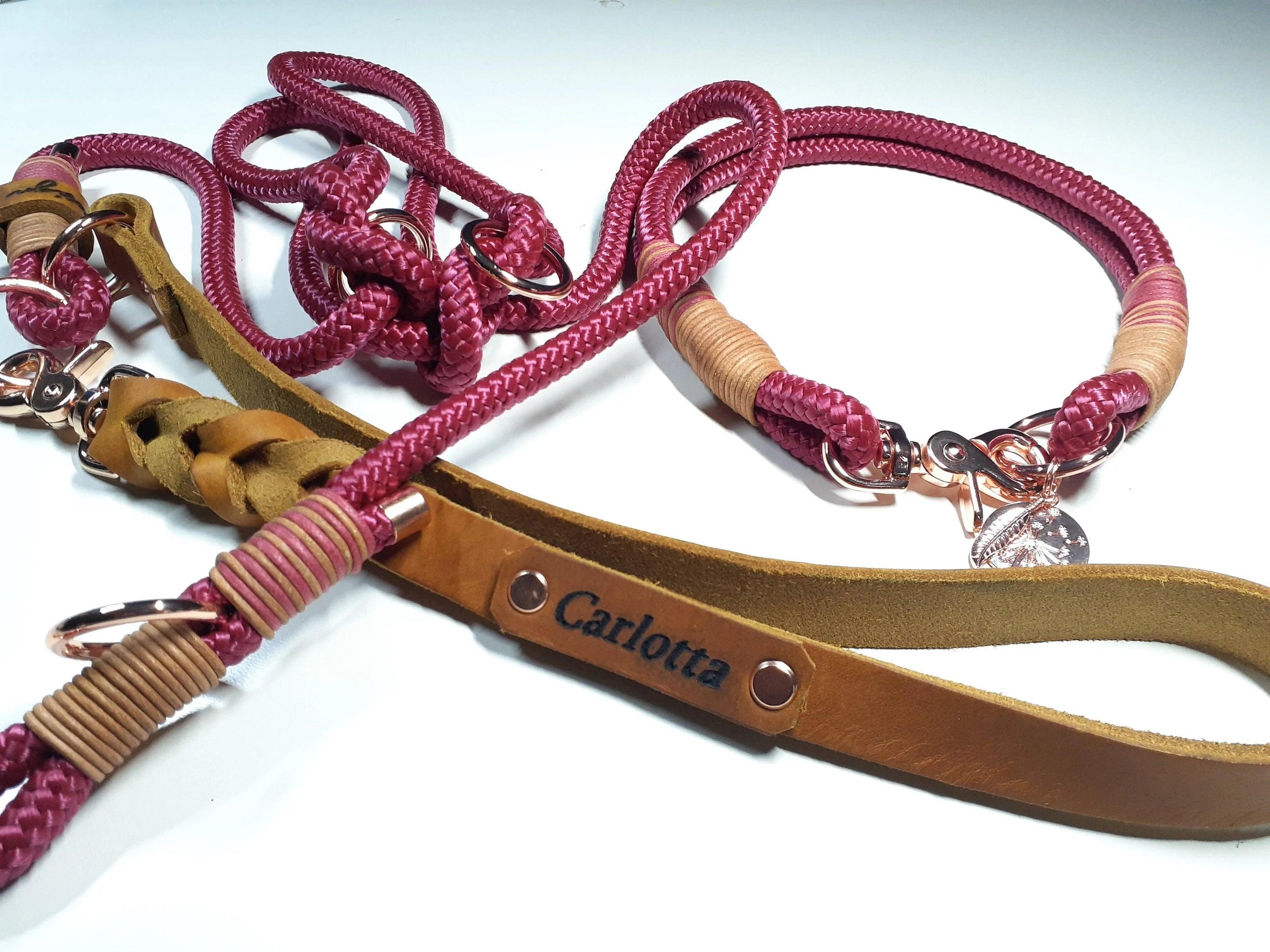 Set collier CARLOTTA en beige avec gravure - BenzoDesign