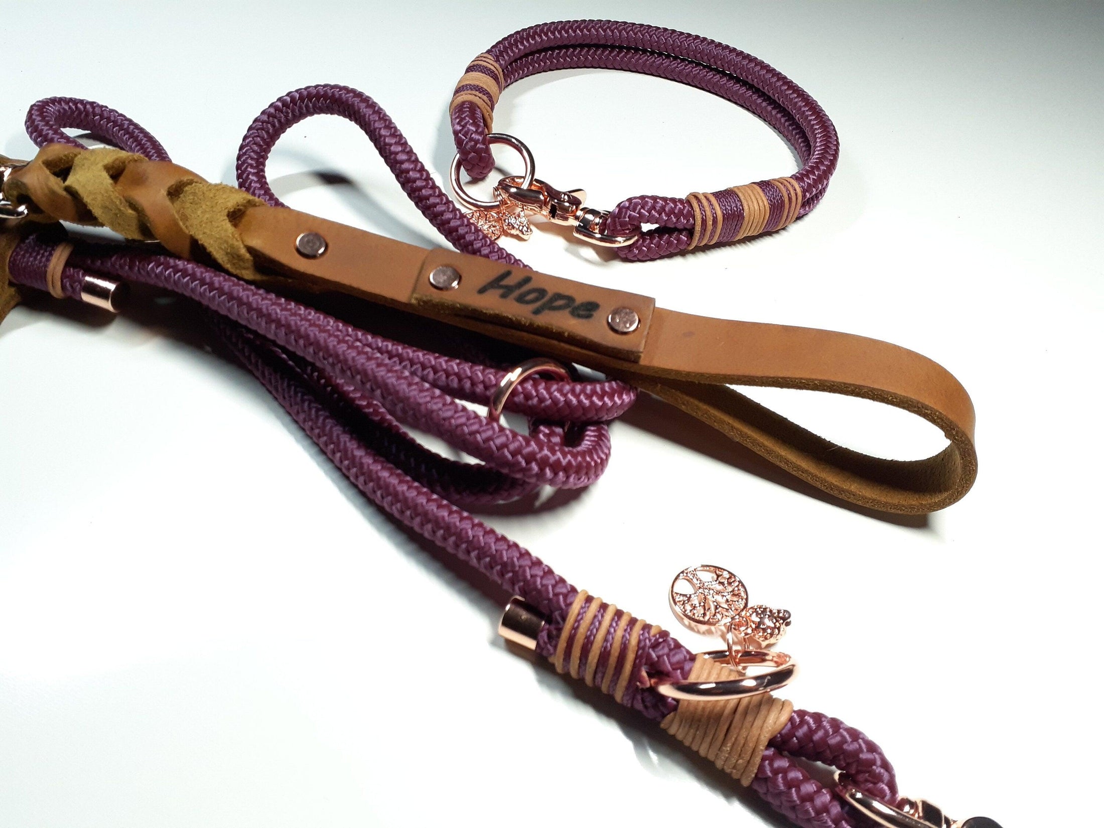 Set collier SILA en lilas avec gravure - BenzoDesign