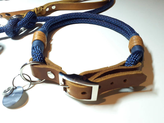 Halsbandset Tau Set STEVE aus Kletterseil in blau mit Gravur - BenzoDesign