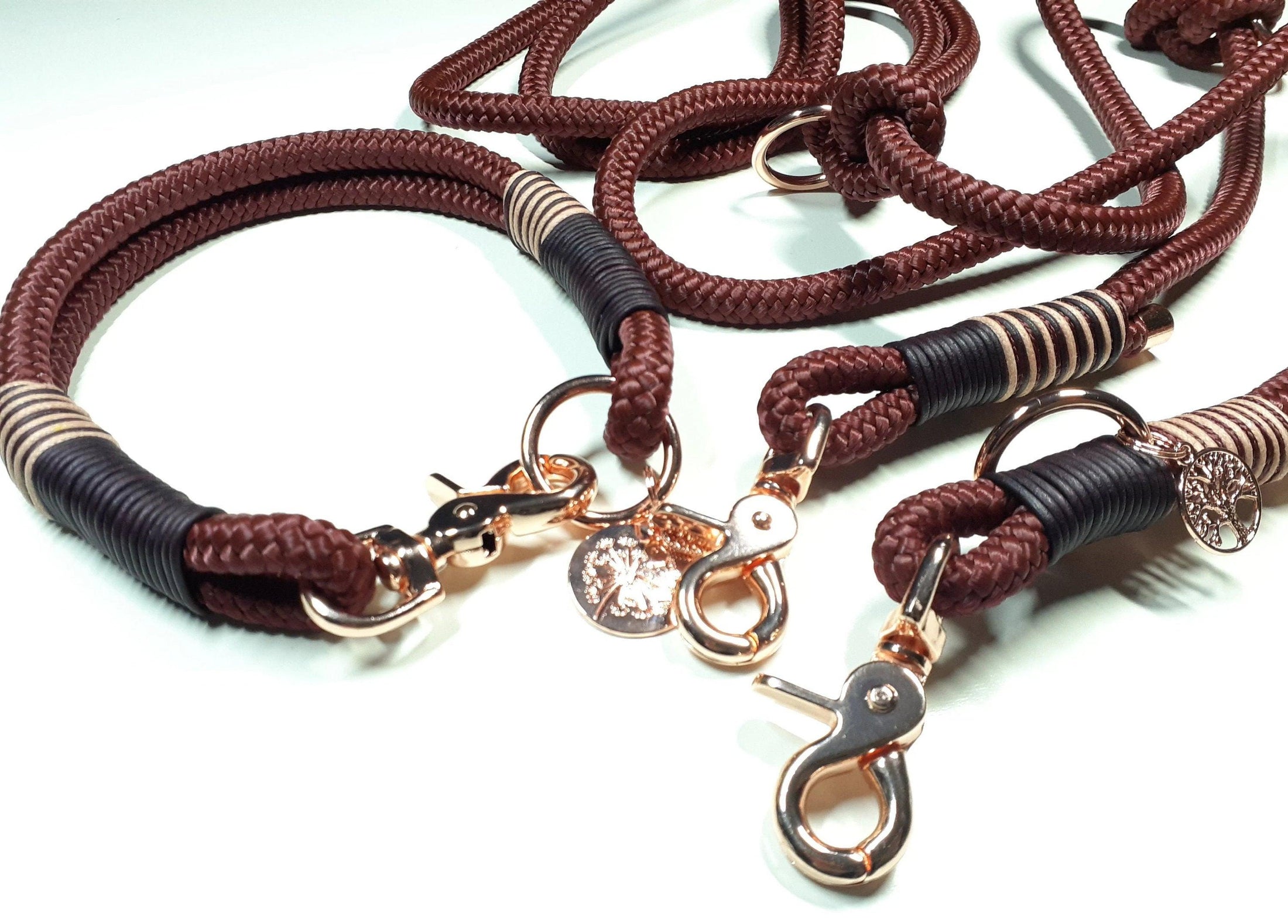 Hundehalsband Set AIKA in rotbraun - BenzoDesign - BenzoDesign