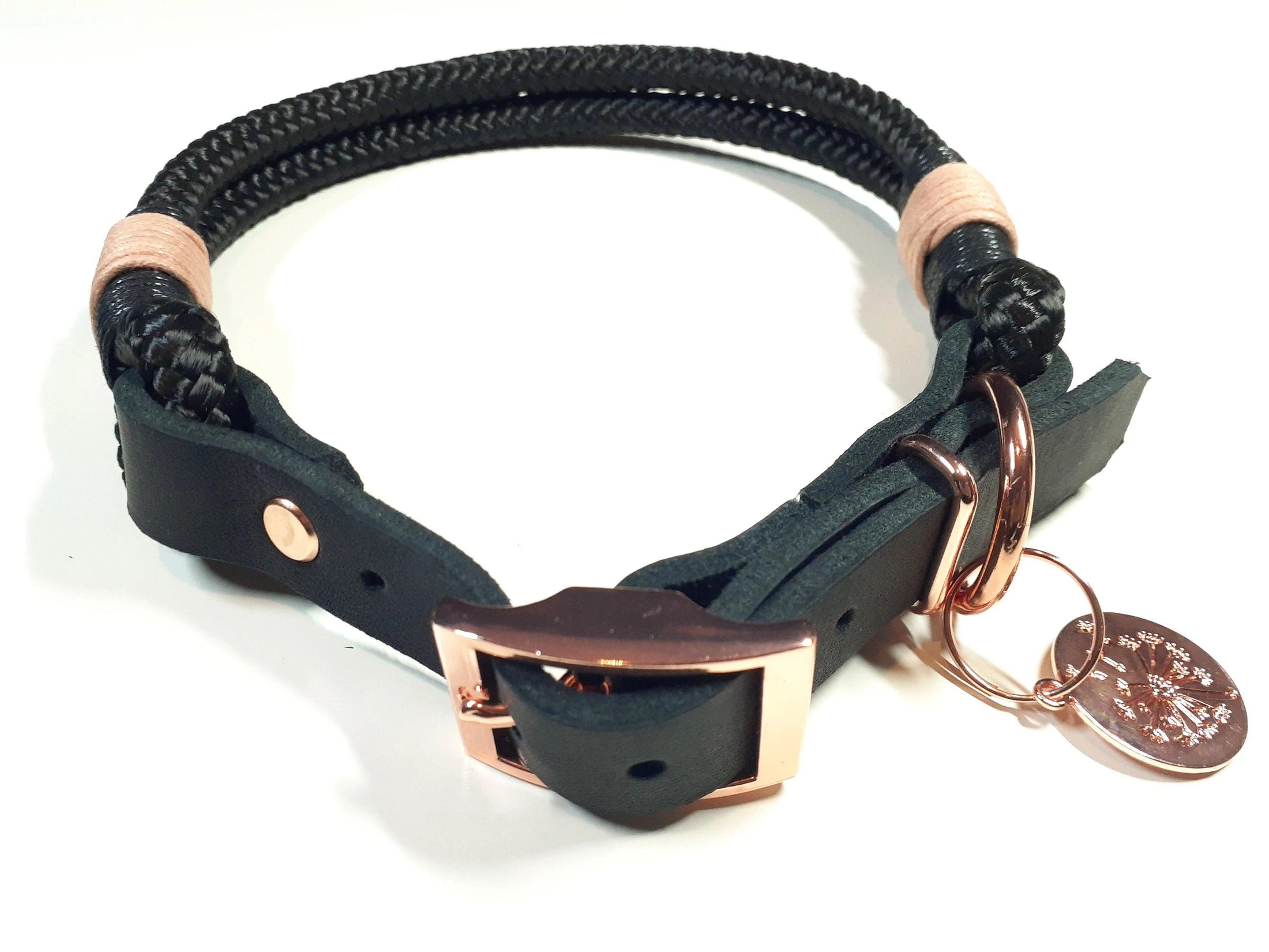 Hundehalsband Set EMMI in schwarz mit Gravur - BenzoDesign