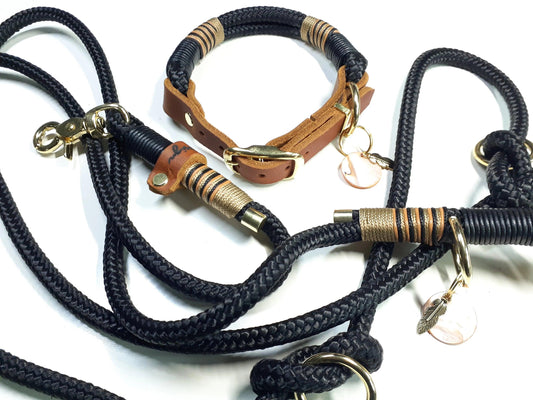 COCO dog leash set in black - BenzoDesign