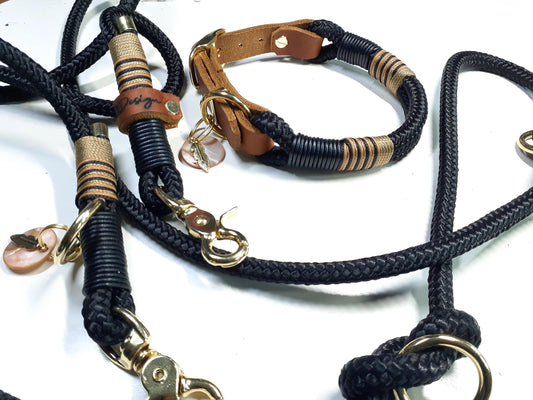 COCO dog leash set in black - BenzoDesign