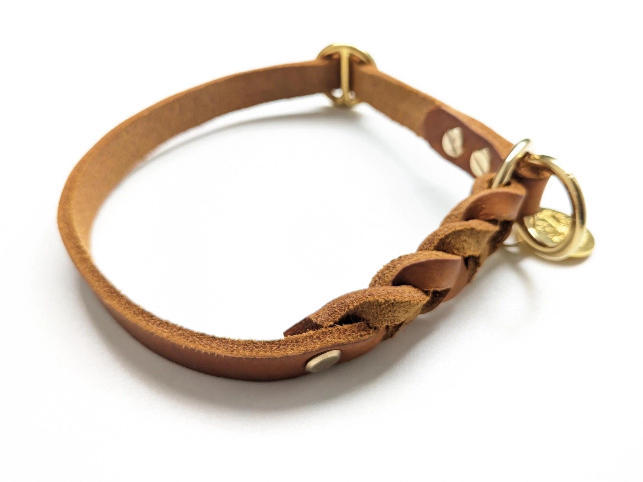 Zugstophalsband Hope aus Fettleder cognac