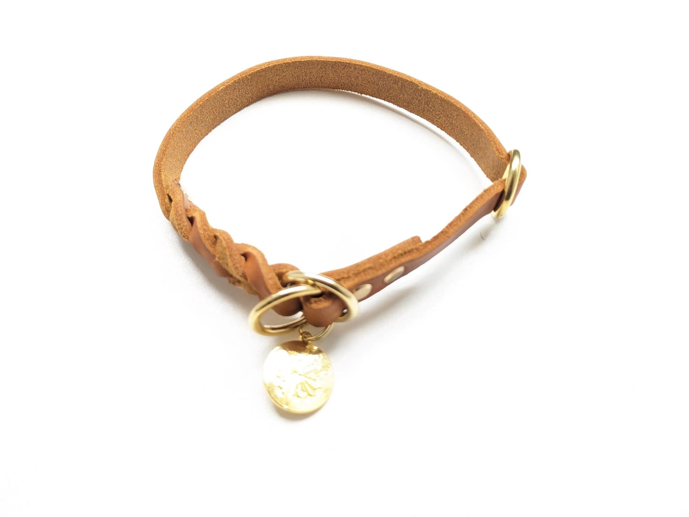 Zugstophalsband Hope aus Fettleder cognac